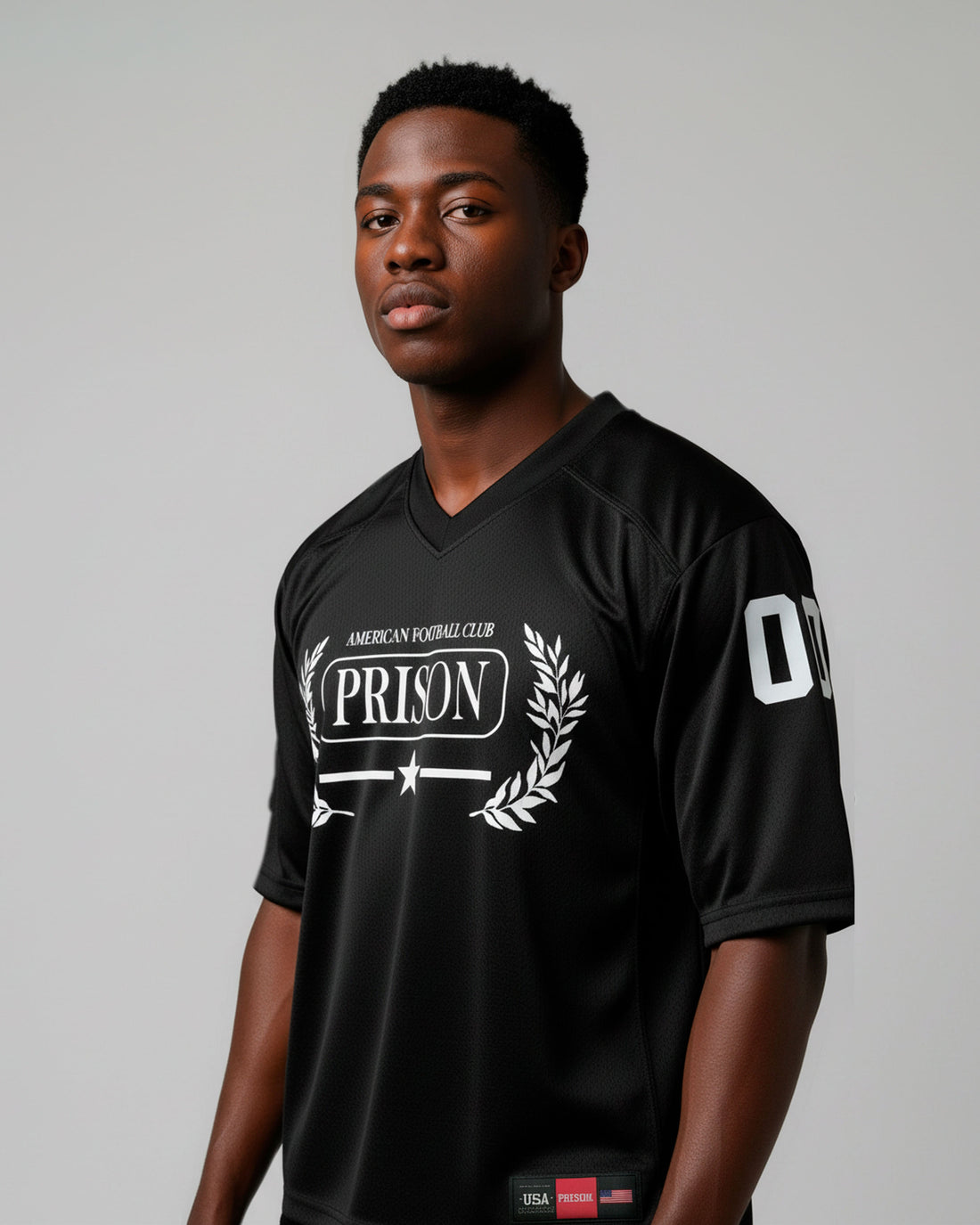 Camiseta oversized masculina preta da PRISON, estilo de Nova York