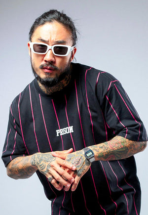 Camiseta Prison Listrada Pink Lines Preta