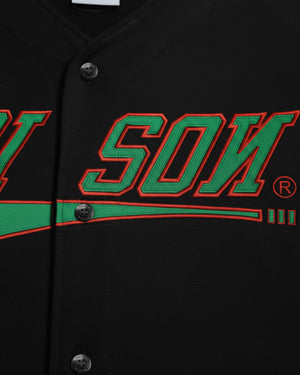 Camisa Baseball Jersey Bordada Preta