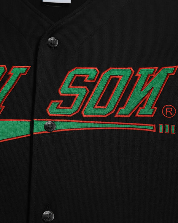 Camisa Baseball Jersey Bordada Preta