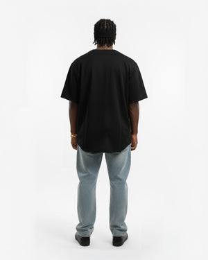 Camisa Baseball Jersey Bordada Preta