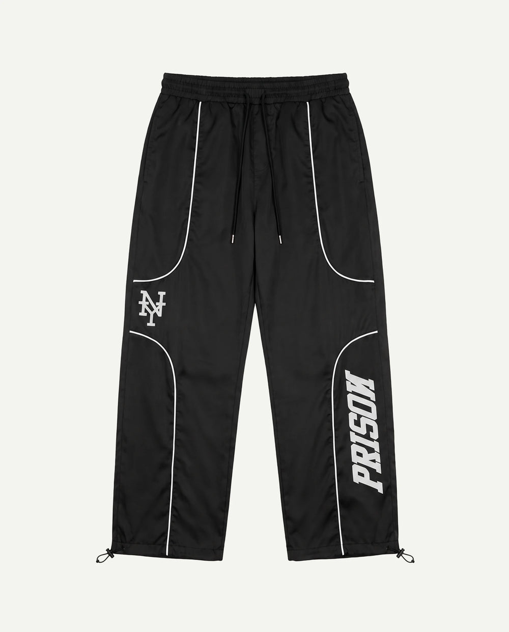 Calça baggy masculina corta-vento tactel preta PRISON frente