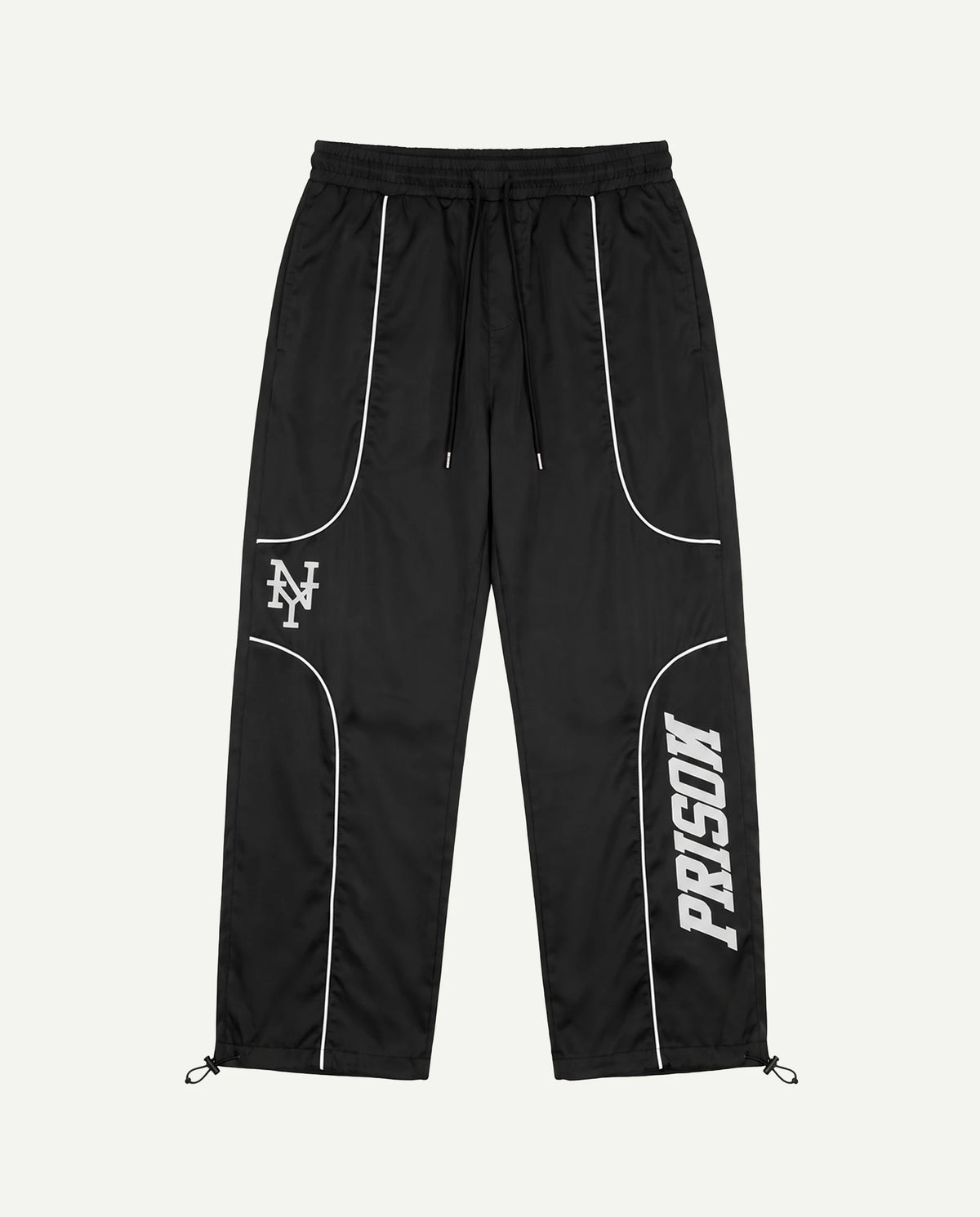Calça baggy masculina corta-vento tactel preta PRISON frente