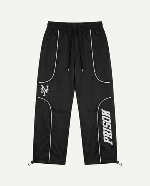 Calça baggy masculina corta-vento tactel preta PRISON frente