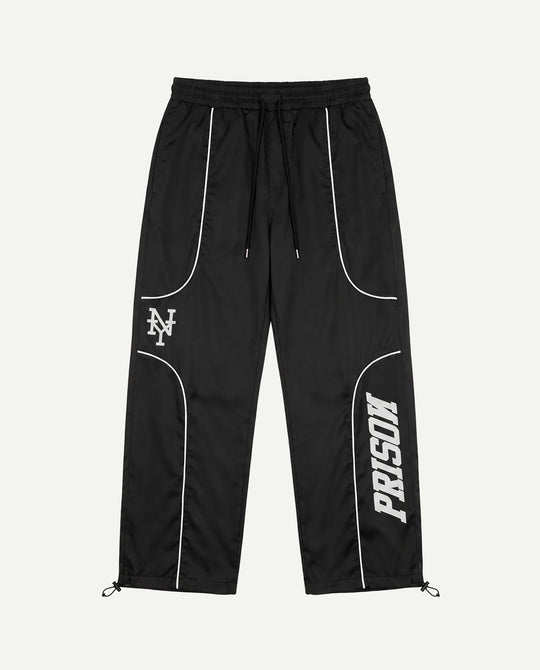 Calça baggy masculina corta-vento tactel preta PRISON frente