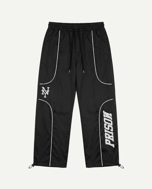 Calça baggy masculina corta-vento tactel preta PRISON frente