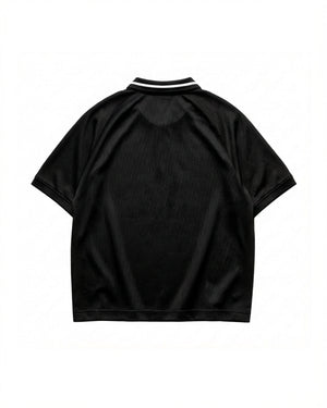 Camisa polo oversized lines preta prison x mavericks