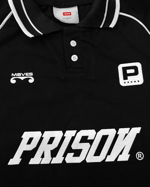 Camisa polo oversized lines preta prison x mavericks