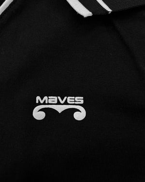 Camisa polo oversized lines preta prison x mavericks