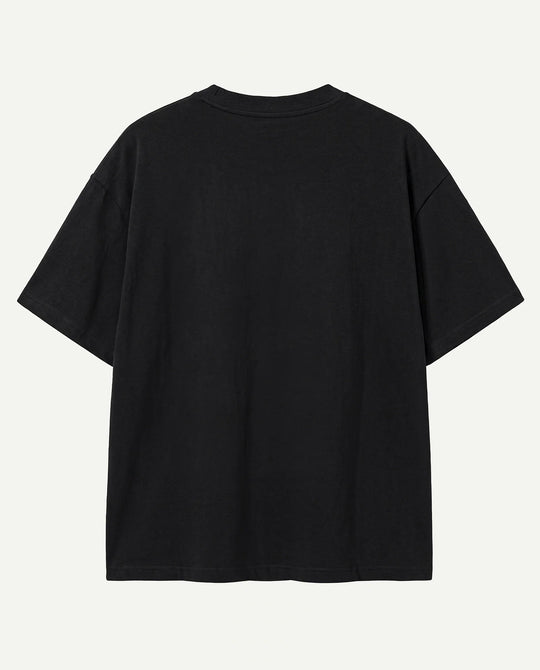 Camiseta oversized preta lisa boxy — frente