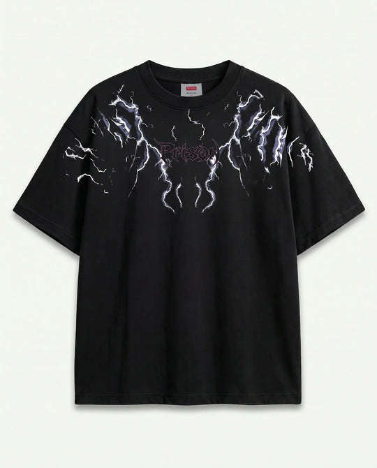 Camiseta Oversized Lightning Preta — frente