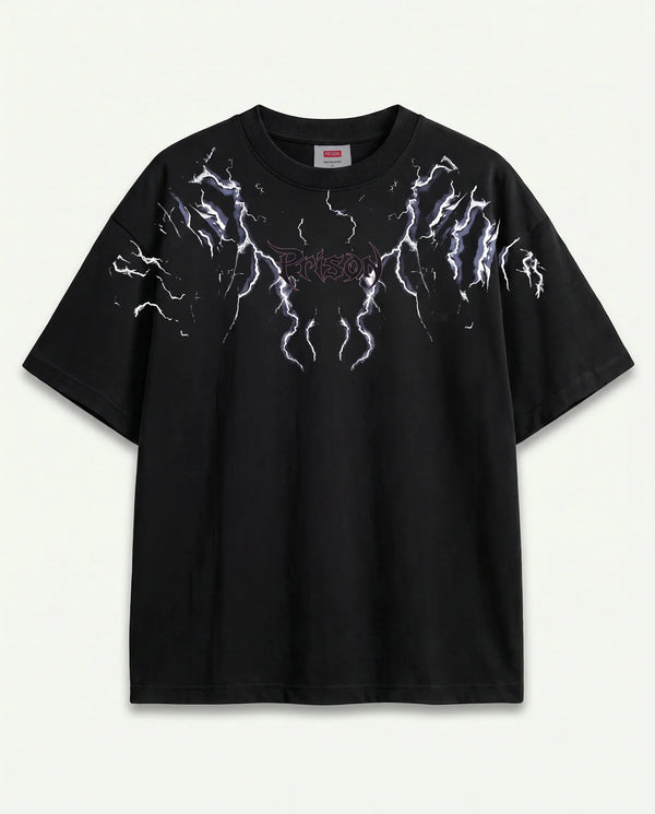 Camiseta Oversized Lightning Preta — frente