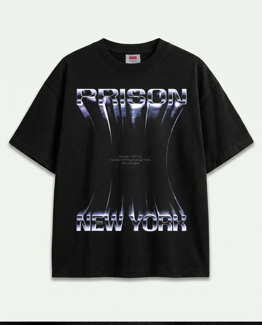Camiseta Oversized New York Chrome Preta — frente