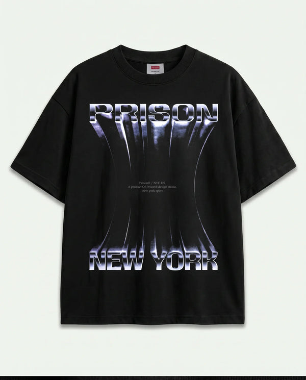 Camiseta Oversized New York Chrome Preta — frente