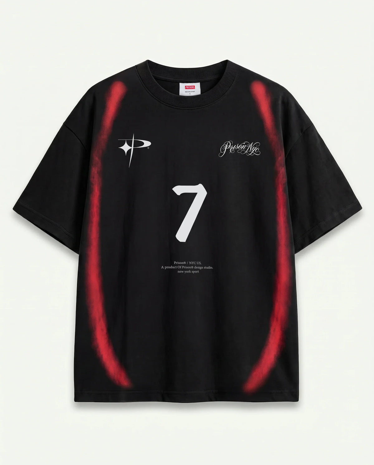 Camiseta Oversized Seven Flames Preta — frente