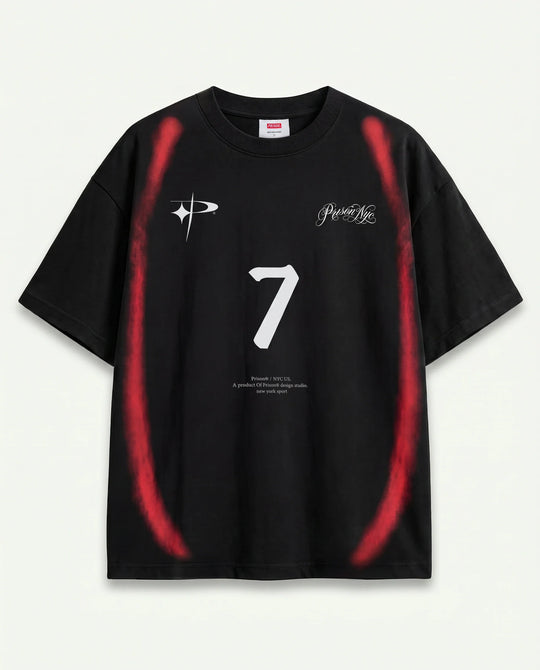Camiseta Oversized Seven Flames Preta — frente