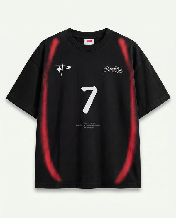 Camiseta Oversized Seven Flames Preta — frente