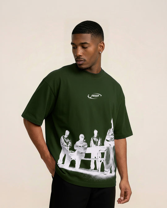 Camiseta oversized sleed verde musgo prison