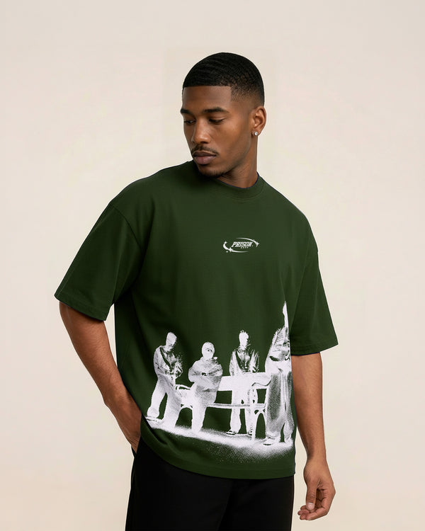 Camiseta oversized sleed verde musgo prison
