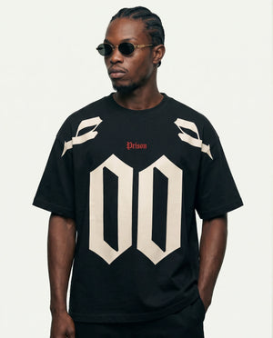 Camiseta Oversized Double Game Preta — frente