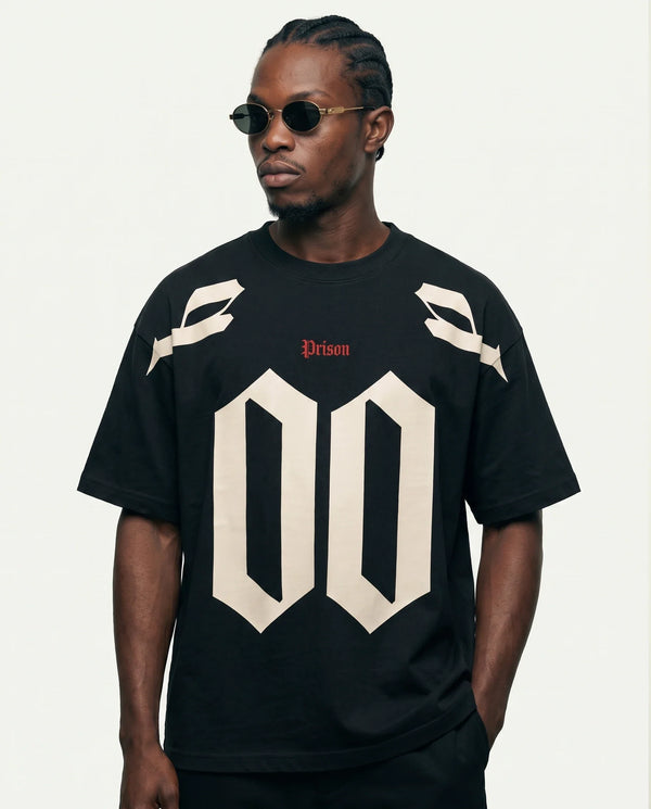 Camiseta Oversized Double Game Preta — frente
