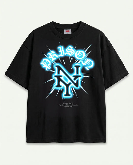 Camiseta Oversized New York Glow Preta — frente