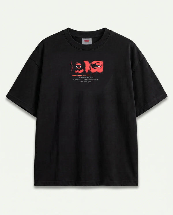 Camiseta Oversized New York Red Vision Preta — frente