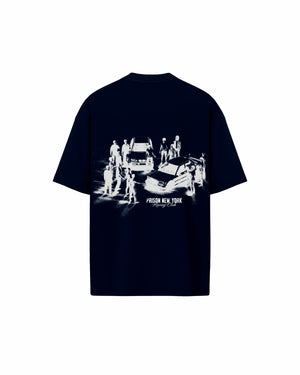 Camiseta oversized racing club prison azul marinho
