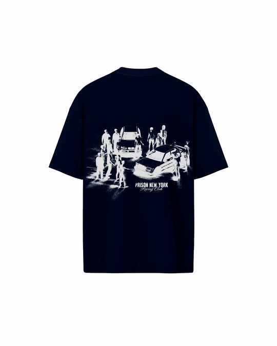 Camiseta oversized racing club prison azul marinho
