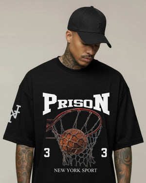 Camiseta oversized basketball hoop preta
