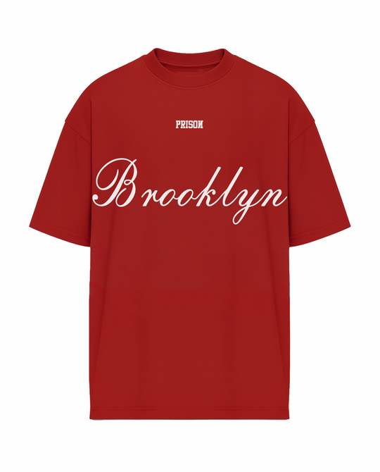Camiseta Oversized Brooklyn Lettermark Vermelha