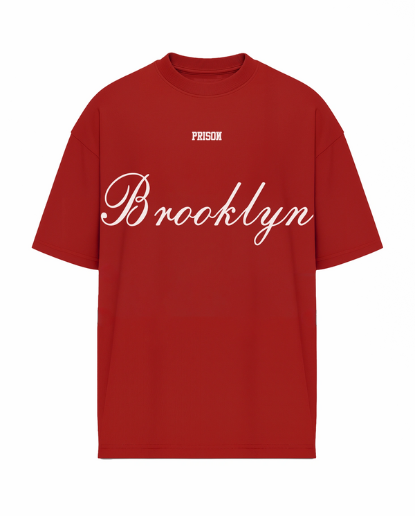 Camiseta Oversized Brooklyn Lettermark Vermelha