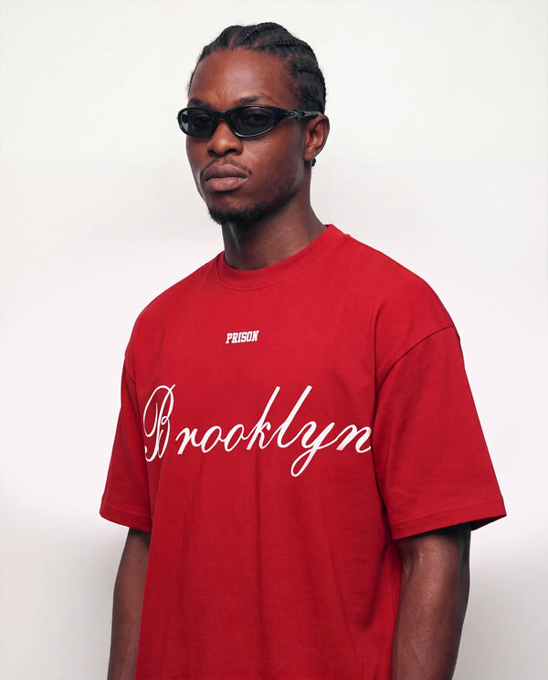 Camiseta Oversized Brooklyn Lettermark Vermelha