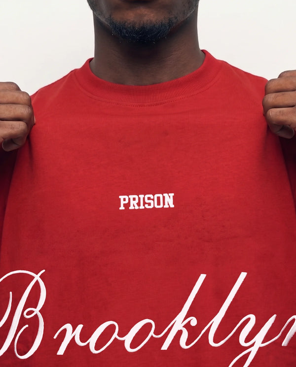 Camiseta Oversized Brooklyn Lettermark Vermelha