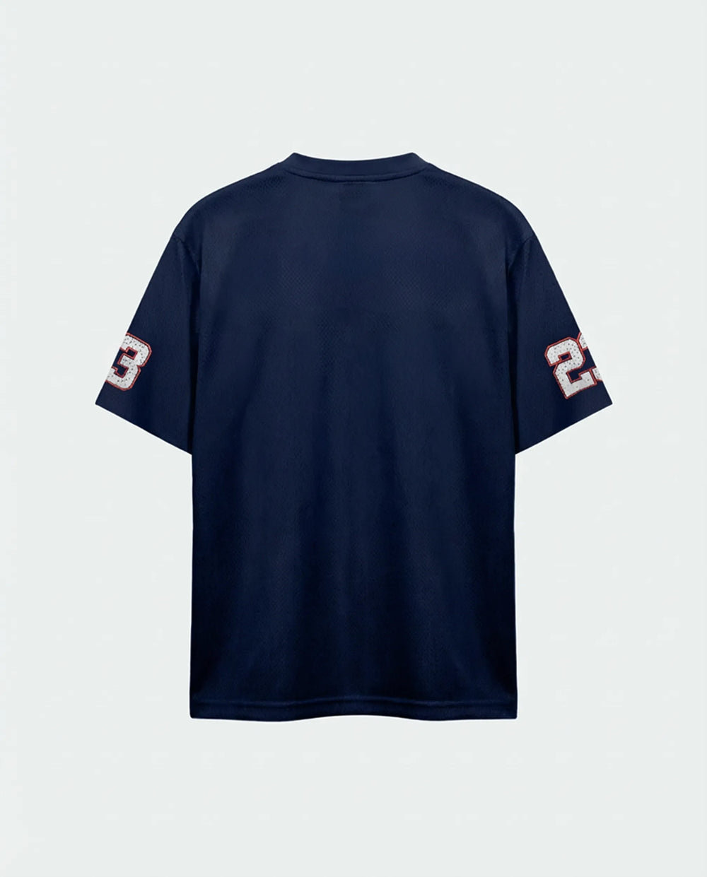 Camisa de futebol americano oversized dry fit azul-marinho número 23 PRISON, look