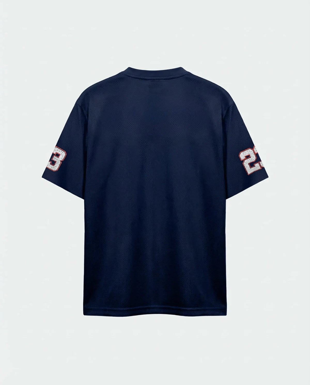 Camisa de futebol americano oversized dry fit azul-marinho número 23 PRISON, costas