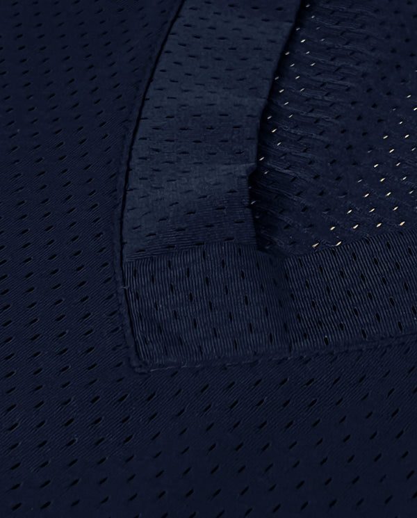 Camisa futebol americano oversized dry fit azul-marinho PRISON, detalhe da manga