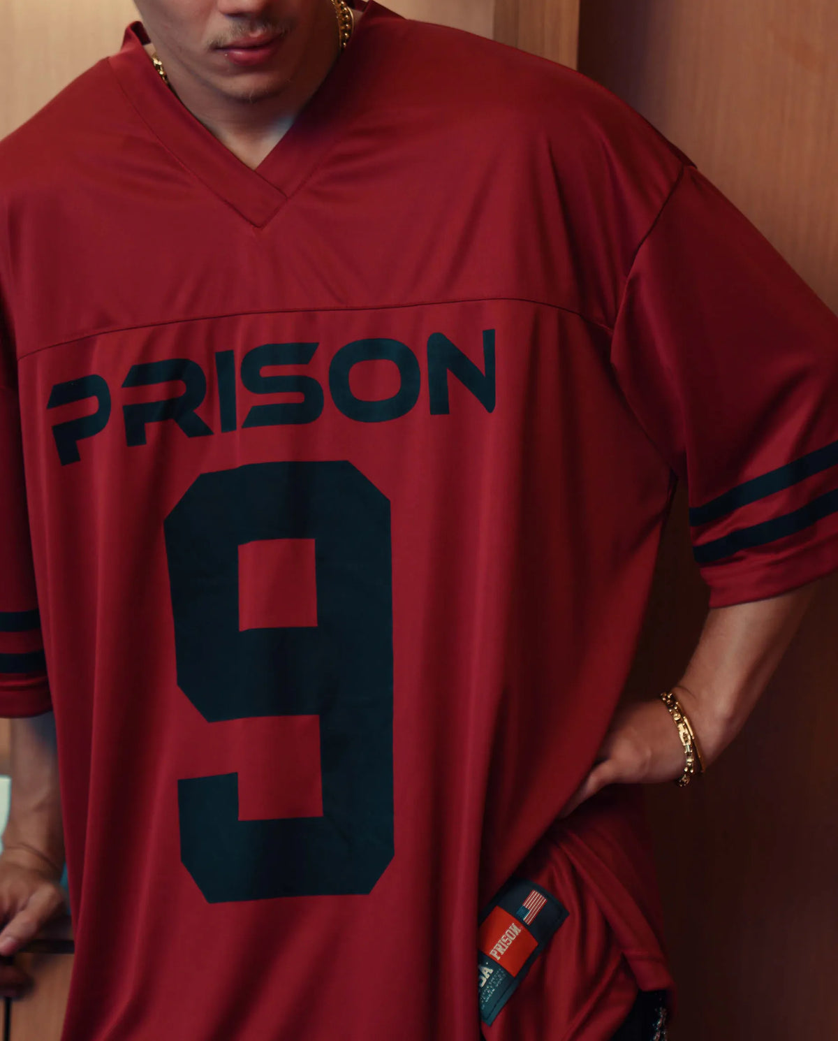 Camiseta futebol americano oversized Dark 9 Vinho Prison