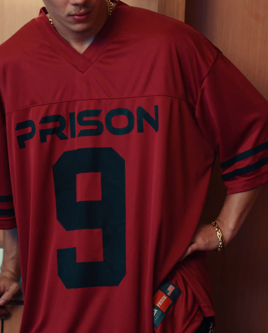 Camiseta futebol americano oversized Dark 9 Vinho Prison