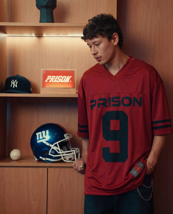 Camiseta futebol americano oversized Dark 9 Vinho Prison