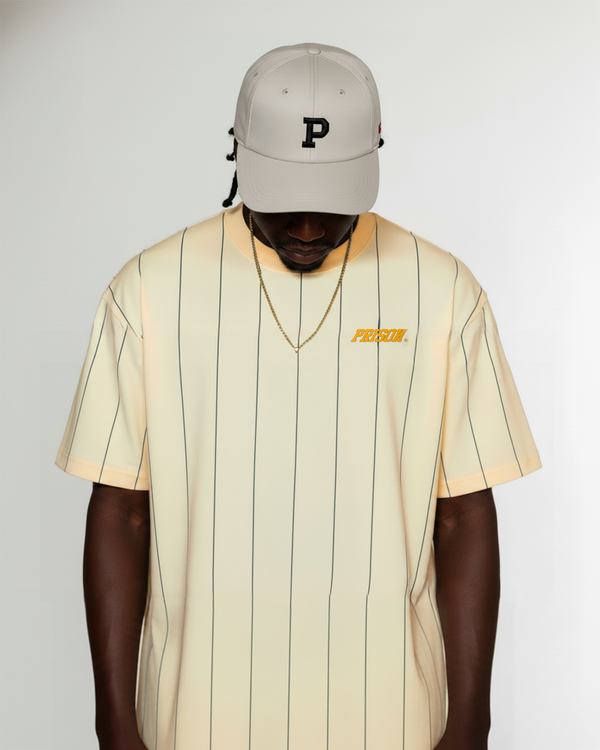 Camiseta listrada streetwear amarela