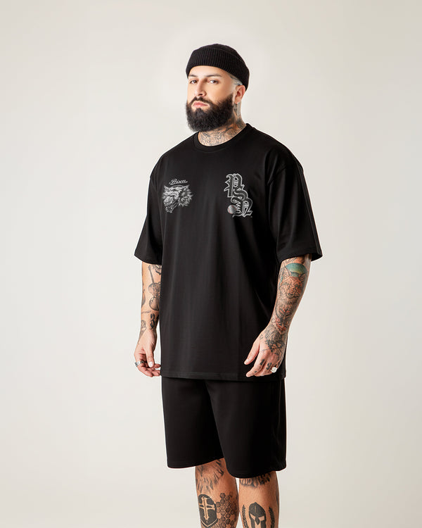 Camiseta Oversized Baseball Preta