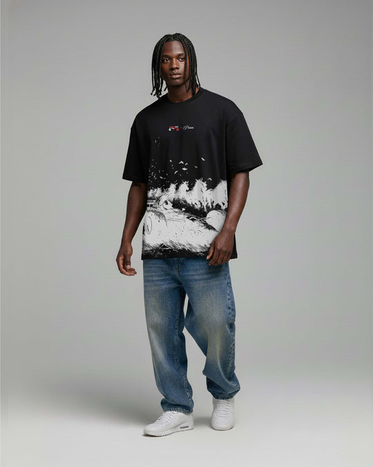 Camiseta oversized motors prison x mavericks