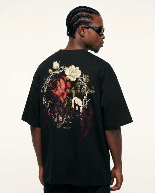 Camiseta Oversized Thorns Prison Preta