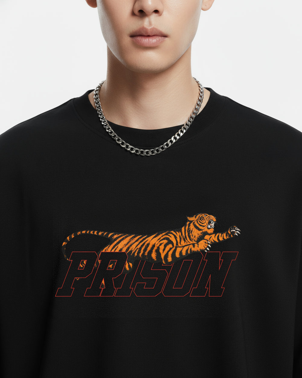 Camiseta street wear tiger preta