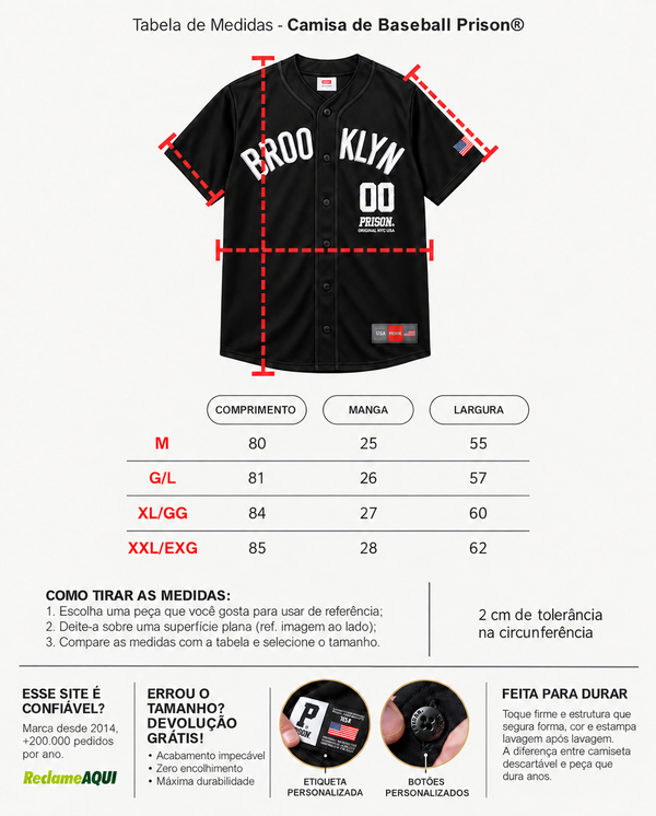 Camisa baseball Brooklyn jersey preta