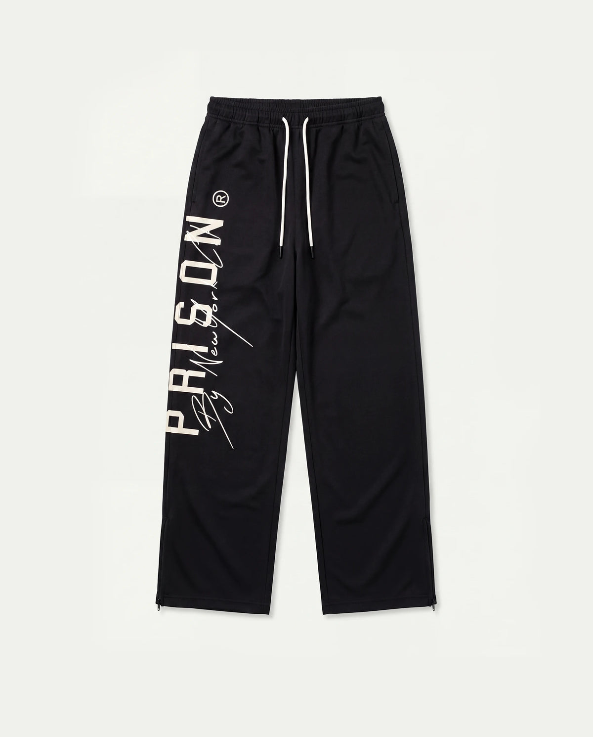 Calça baggy masculina preta com zíper na barra Prison