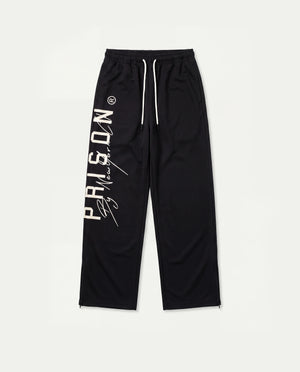 Calça baggy masculina preta com zíper na barra Prison