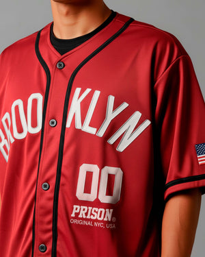 Camisa baseball Brooklyn vinho - Prison®Camisa de Baseball