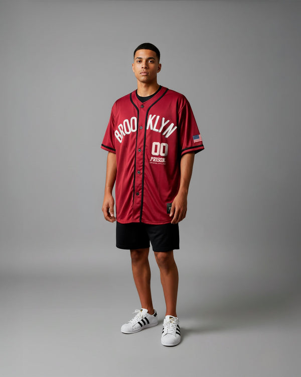 Camisa baseball Brooklyn vinho - Prison®Camisa de Baseball